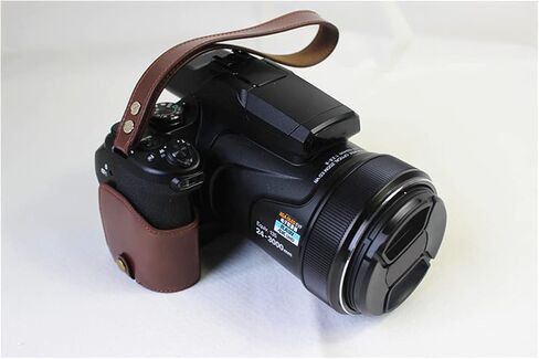 YODZ Vintage Leather Camera Case Bag for Nikon COOLPIX P1000 Camera - Black/Brown/Brass, with Mini Storage Bag + Removable Strap + Leather Wrist Band,Brass in Kuwait