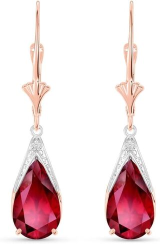 Galaxy Gold GG 10 Carat Total Weight 14K Solid High Polished Gold Ruby Leverback Earrings Genuine GRADE AAA Brilliant Cut Inclusion Free Untreated in Saudi Arabia