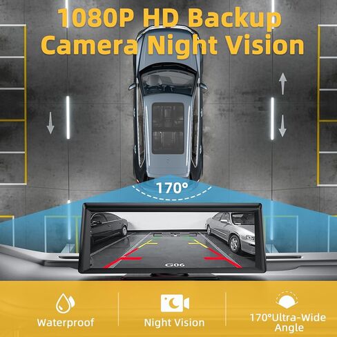 Wireless Carplay Screen for Car with 2K Dash Cam 8.1" HD Portable Car Stereo Touchscreen with Apple CarPlay Android Auto, Voice Control, Bluetooth, Mirror Link, GPS Navigation, 1080P Backup Camera in Kuwait
