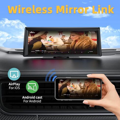 Wireless Carplay Screen for Car with 2K Dash Cam 8.1" HD Portable Car Stereo Touchscreen with Apple CarPlay Android Auto, Voice Control, Bluetooth, Mirror Link, GPS Navigation, 1080P Backup Camera in Kuwait