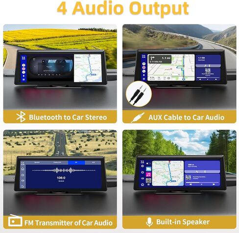 Wireless Carplay Screen for Car with 2K Dash Cam 8.1" HD Portable Car Stereo Touchscreen with Apple CarPlay Android Auto, Voice Control, Bluetooth, Mirror Link, GPS Navigation, 1080P Backup Camera in Kuwait