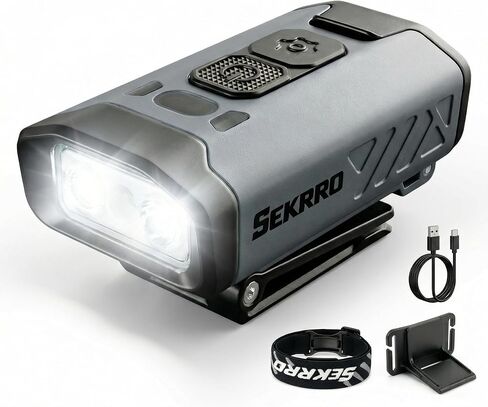 Sekrro Hard Hat Light, Rechargeable Hat Clip on Light, 800 Lumens 1100mAh Removable Battery LED Headlamp for Running, Construction, Fishing, Camping, Snow in Kuwait