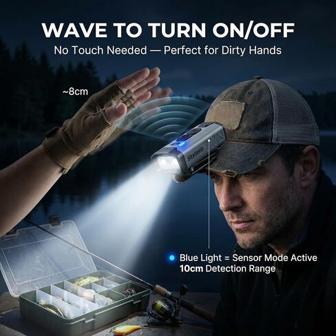 Sekrro Hard Hat Light, Rechargeable Hat Clip on Light, 800 Lumens 1100mAh Removable Battery LED Headlamp for Running, Construction, Fishing, Camping, Snow in Kuwait