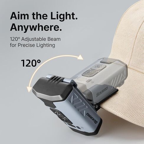 Sekrro Hard Hat Light, Rechargeable Hat Clip on Light, 800 Lumens 1100mAh Removable Battery LED Headlamp for Running, Construction, Fishing, Camping, Snow in Kuwait