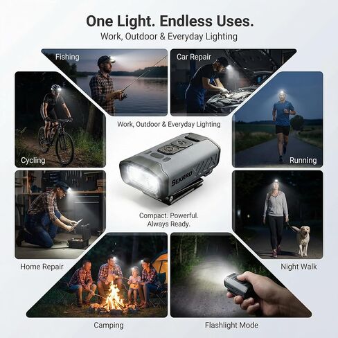 Sekrro Hard Hat Light, Rechargeable Hat Clip on Light, 800 Lumens 1100mAh Removable Battery LED Headlamp for Running, Construction, Fishing, Camping, Snow in Kuwait