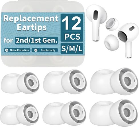 6 أزواج من أطراف الأذن البديلة، متوافقة مع AirPods Pro الجيل الثاني/الأول، سماعات أذن من السيليكون مع عزل للضوضاء، شبكة واقية من الغبار وحقيبة تخزين (S/M/L) in Kuwait