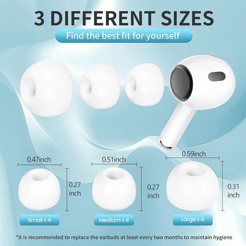 6 أزواج من أطراف الأذن البديلة، متوافقة مع AirPods Pro الجيل الثاني/الأول، سماعات أذن من السيليكون مع عزل للضوضاء، شبكة واقية من الغبار وحقيبة تخزين (S/M/L) in Kuwait