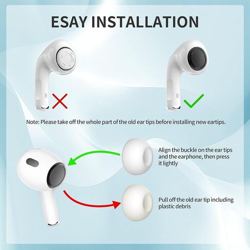 6 أزواج من أطراف الأذن البديلة، متوافقة مع AirPods Pro الجيل الثاني/الأول، سماعات أذن من السيليكون مع عزل للضوضاء، شبكة واقية من الغبار وحقيبة تخزين (S/M/L) in Kuwait