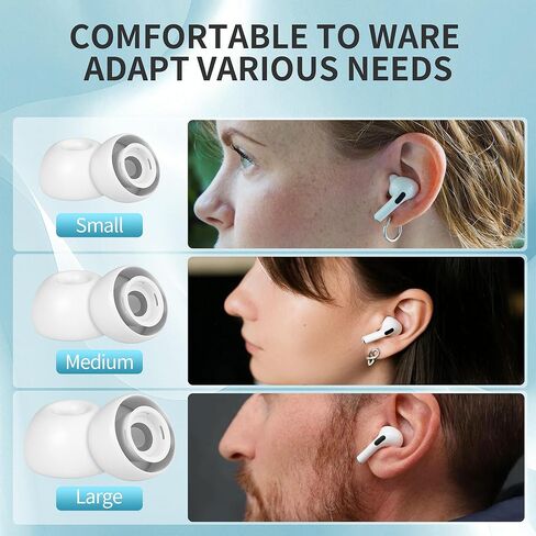 6 أزواج من أطراف الأذن البديلة، متوافقة مع AirPods Pro الجيل الثاني/الأول، سماعات أذن من السيليكون مع عزل للضوضاء، شبكة واقية من الغبار وحقيبة تخزين (S/M/L) in Kuwait