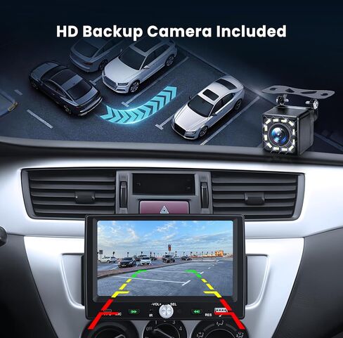 Single Din CarPlay Car Stereo Android Auto, 7-inch Touchscreen Car Radio with Bluetooth 5.0 FM Radio USB-C Backup Camera in Kuwait