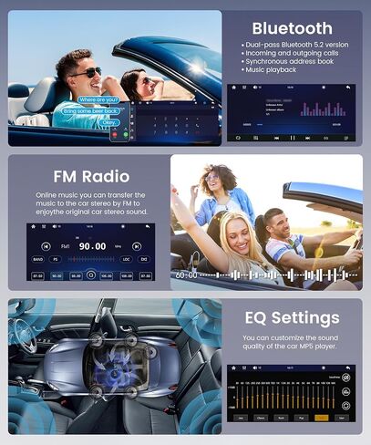 راديو سيارة مزدوج الدين مقاس 7 بوصة، CarPlay Android Auto لاسلكي، راديو بشاشة تعمل باللمس 2 Din، ستيريو بلوتوث Carplay، وحدة رأس مزدوجة وصلة مرآة، FM EQ AUX USB، SWC، كاميرا احتياطية in Kuwait
