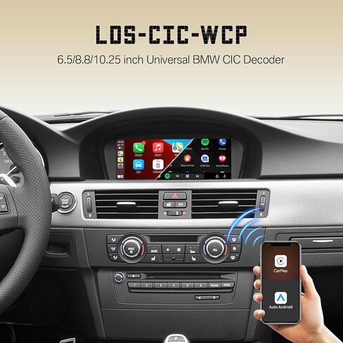 Linux CarPlay Retrofit Kit for BMW CIC System 1s 3s 5s 6s X1 X3 X5 X6 Z4,E60/E61/E81/E90/F07/F10/F11 2008-2012,E84/E71/F25/E70 2009-2013, Decoder Box, Support Android Auto, Mirrorlink, OEM Knobs & SWC in Kuwait