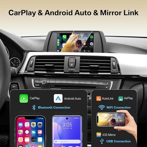 Linux CarPlay Retrofit Kit for BMW CIC System 1s 3s 5s 6s X1 X3 X5 X6 Z4,E60/E61/E81/E90/F07/F10/F11 2008-2012,E84/E71/F25/E70 2009-2013, Decoder Box, Support Android Auto, Mirrorlink, OEM Knobs & SWC in Kuwait