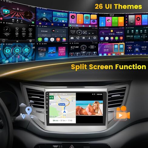 [4Core 64G] ستيريو سيارة Android 15 لسيارة Hyundai Tucson 2015 2016 2017 2018، Hikity 9 بوصة تعمل باللمس Tucson Radio Wireless Carplay Android Auto Mirror Link GPS WiFi Bluetooth SWC Backup Cam FM/EQ Mic in Kuwait