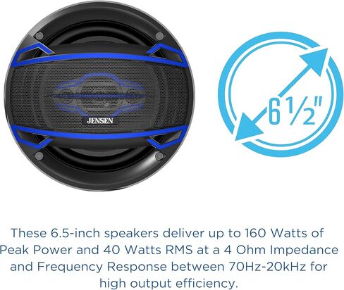 JENSEN JCR311 10-Character Single DIN Car Stereo with CD Player & JS6504 High-Performance 2-Way 6.5 inch Car Speakers Bundle in Kuwait