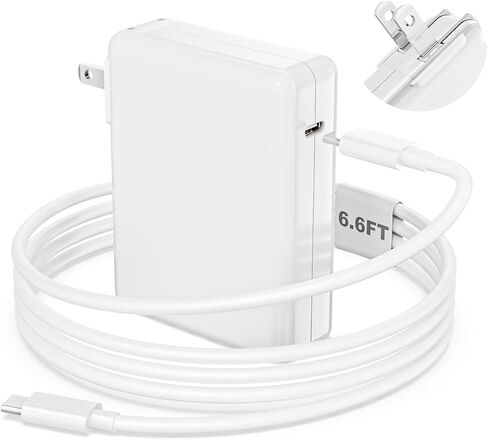 شاحن Mac Book Pro - محول طاقة شاحن سريع USB C بقدرة 96 وات مع كابل USB C بطول 6.6 قدم، متوافق مع MacBook pro/Air 16 15 14 13 بوصة/ipad Pro وجميع الأجهزة من النوع C، تتضمن حقيبة تخزين إضافية in Kuwait