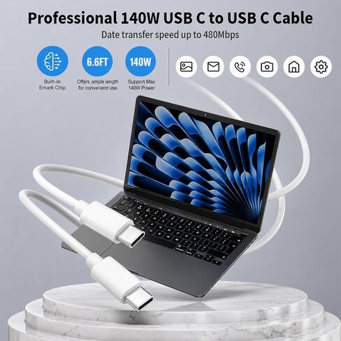 شاحن Mac Book Pro - محول طاقة شاحن سريع USB C بقدرة 96 وات مع كابل USB C بطول 6.6 قدم، متوافق مع MacBook pro/Air 16 15 14 13 بوصة/ipad Pro وجميع الأجهزة من النوع C، تتضمن حقيبة تخزين إضافية in Kuwait