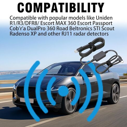 كابل كاشف الرادار، سلك طاقة USB-C إلى RJ11، بطول 5.9 قدم، متوافق مع Escort MAX360 MAX 360c، Uniden R1 R3 R7، IXc، 9500 IX، Beltronics، Cobra، Radenso XP إلخ كابل الطاقة لكاشفات الرادار، in Kuwait