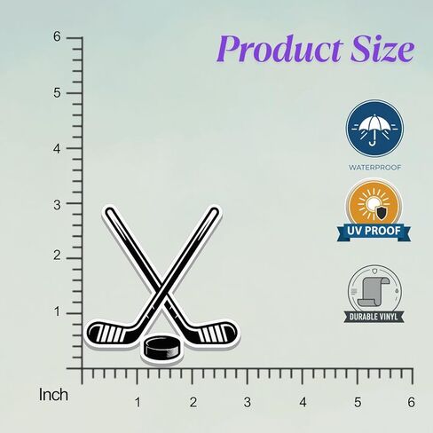 (5pcs) Hockey Sticker Decals 3 inch, Hockey Gifts for Boys Girls Team Men Women, Gifts for Players Fans Team, Waterproof Vinyl Decal for Laptop Phone Tumbler Water Bottle in Kuwait