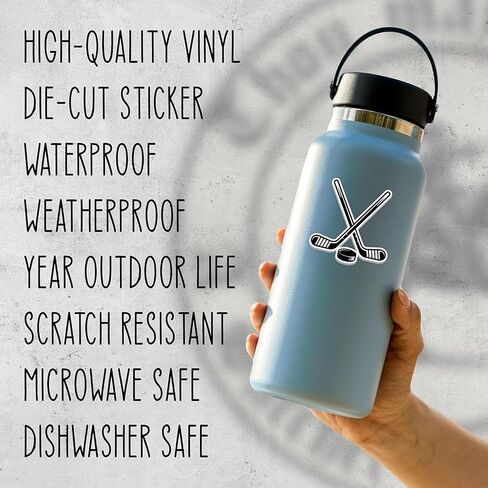 (5pcs) Hockey Sticker Decals 3 inch, Hockey Gifts for Boys Girls Team Men Women, Gifts for Players Fans Team, Waterproof Vinyl Decal for Laptop Phone Tumbler Water Bottle in Kuwait