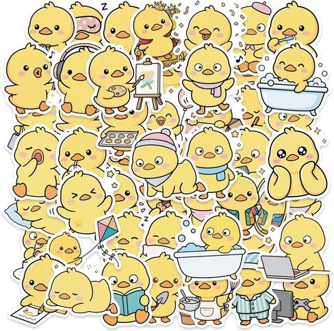 50Pcs Kawaii Duck Stickers, Waterproof Graffiti Funny Stickers for Laptop, Phone, Scrapbook, Journal, Kindle, Water Bottles, Computer, Skateboard in Kuwait