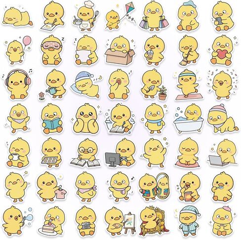 50Pcs Kawaii Duck Stickers, Waterproof Graffiti Funny Stickers for Laptop, Phone, Scrapbook, Journal, Kindle, Water Bottles, Computer, Skateboard in Kuwait
