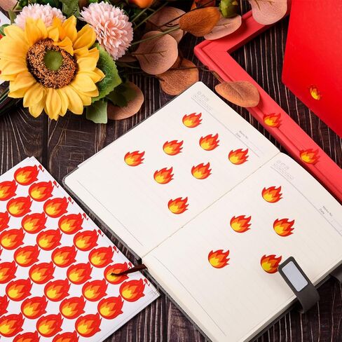 FOBSME 960 Pcs Flame Stickers Labels Waterproof Fire Vinyl Stickers Cute Self-Adhesive Flame Sticker for Sealing Envelope, Scrapbooking, Fire Truck Theme Birthday Decor, Laptop, Luggage Decals in Kuwait