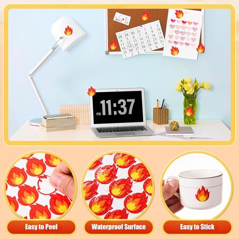 FOBSME 960 Pcs Flame Stickers Labels Waterproof Fire Vinyl Stickers Cute Self-Adhesive Flame Sticker for Sealing Envelope, Scrapbooking, Fire Truck Theme Birthday Decor, Laptop, Luggage Decals in Kuwait