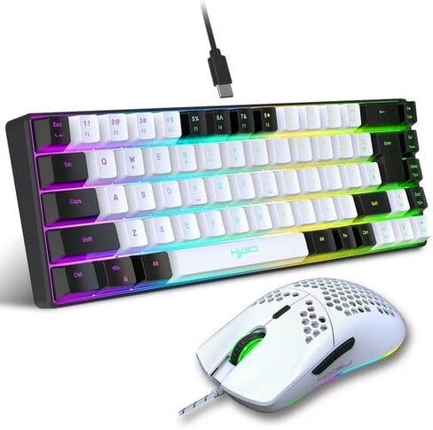 مجموعة لوحة مفاتيح وماوس للألعاب مكونة من 68 مفتاحًا، بإضاءة خلفية RGB، وحجب الألوان، وكابل من النوع C قابل للفصل، وماوس خفيف الوزن على شكل قرص العسل، سلكي in Kuwait