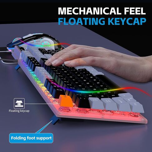 Gaming Keyboard and Mouse, Headphones, Mouse pad, All in One Combo for PC Gamers and Xbox and PS4 Users-Black Grey Orange in Kuwait