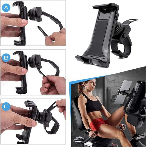 Mount, Tablet Holder with Anti-Slip Pole Clamp Belt, Adjustable Tablet Mount for Vocal Booth, Microphone Stand, Treadmill, Fits Up to 13" Tabs in Kuwait