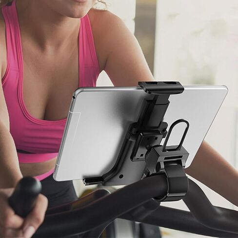 Mount, Tablet Holder with Anti-Slip Pole Clamp Belt, Adjustable Tablet Mount for Vocal Booth, Microphone Stand, Treadmill, Fits Up to 13" Tabs in Kuwait