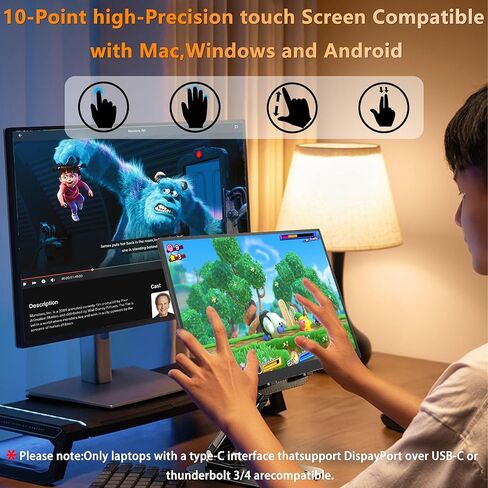 Portable Touchscreen Monitor 15.6'' 1080P HDR Display, USB-C Vertical Monitor with Stand & Speakers, VESA Compatible External Monitor for Laptop Mac Windows Android (No Touch for iPhone/iPad/Consoles) in Kuwait