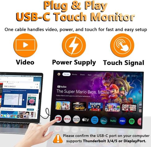 Portable Touchscreen Monitor 15.6'' 1080P HDR Display, USB-C Vertical Monitor with Stand & Speakers, VESA Compatible External Monitor for Laptop Mac Windows Android (No Touch for iPhone/iPad/Consoles) in Kuwait