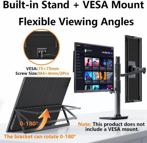 Portable Touchscreen Monitor 15.6'' 1080P HDR Display, USB-C Vertical Monitor with Stand & Speakers, VESA Compatible External Monitor for Laptop Mac Windows Android (No Touch for iPhone/iPad/Consoles) in Kuwait
