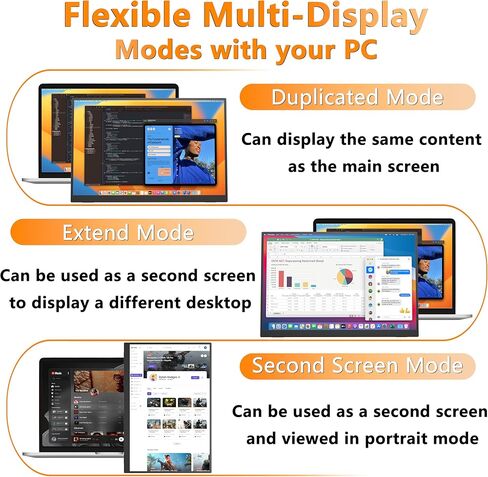 Portable Touchscreen Monitor 15.6'' 1080P HDR Display, USB-C Vertical Monitor with Stand & Speakers, VESA Compatible External Monitor for Laptop Mac Windows Android (No Touch for iPhone/iPad/Consoles) in Kuwait