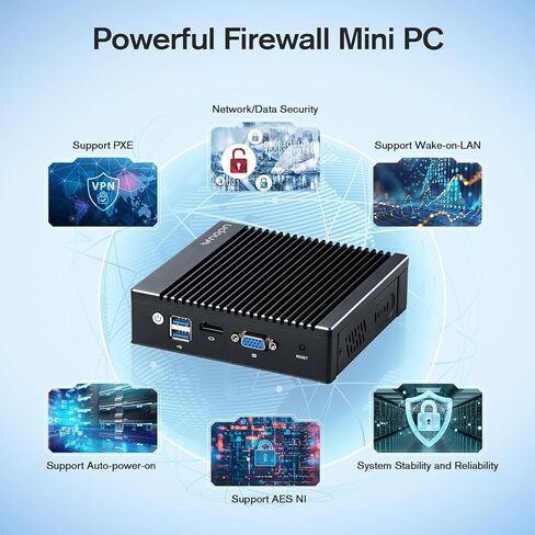 جهاز جدار حماية صغير بدون مروحة كمبيوتر صغير Intel J3710 رباعي النواة، 4 × Intel i226 Ethernet LAN بوابة تحكم ناعمة لجهاز التوجيه، اختبار AES NI مع pf-Sense/opn-Sense Wi-Fi (8G 128GB) in Kuwait