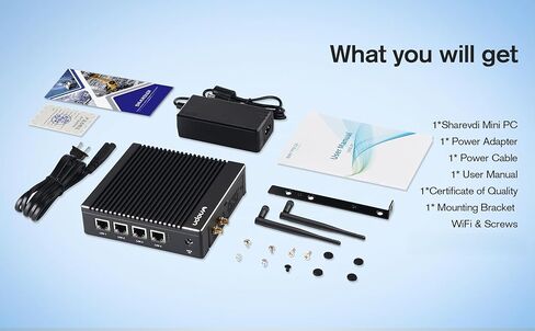 جهاز جدار حماية صغير بدون مروحة كمبيوتر صغير Intel J3710 رباعي النواة، 4 × Intel i226 Ethernet LAN بوابة تحكم ناعمة لجهاز التوجيه، اختبار AES NI مع pf-Sense/opn-Sense Wi-Fi (8G 128GB) in Kuwait