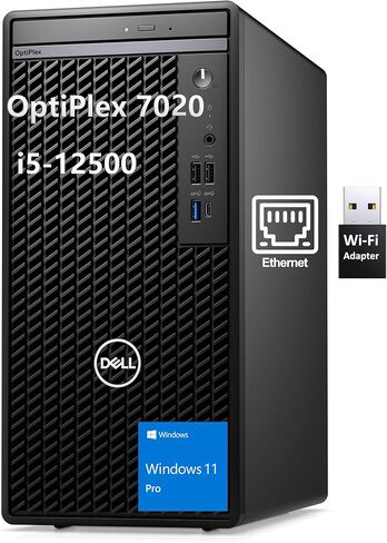 كمبيوتر مكتبي للأعمال Dell OptiPlex 7020 7000 Series Tower Business، Intel 6-Core i5-12500 (Beat i7-11700)، ذاكرة الوصول العشوائي DDR5 سعة 64 جيجابايت، 1 تيرابايت PCIe SSD، DVDRW، محول WiFi، RJ-45، HDMI، DisplayPort، Windows 11 Pro in Kuwait