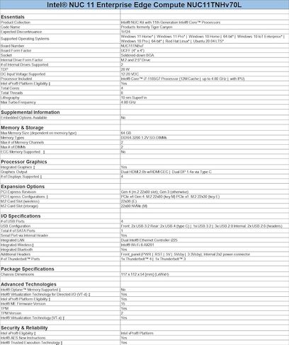 NUC 11 PRO NUC11TNHV70L كمبيوتر مكتبي صغير ثنائي الشبكة المحلية/كمبيوتر صغير/HTPC، ذاكرة الوصول العشوائي 16 جيجا+512 جيجا SSD، معالج Intel Core i7-1185G7 مع تقنية vPro للاستخدام المنزلي/العمل/الصناعة/التعليم in Kuwait