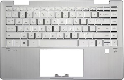 BestParts Palmrest with Backlit Keyboard Replacement for HP Pavilion X360 14-EK 14T-EK 14 inch, Silver with Fingerprint Hole - N09603-001 in Kuwait