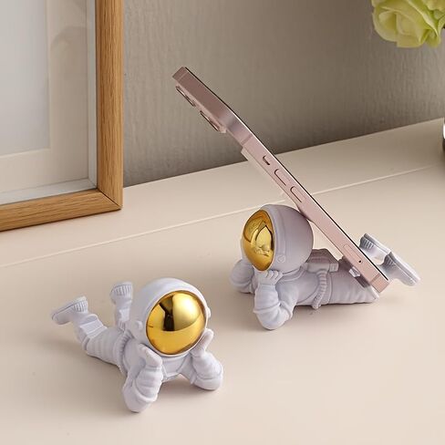 Phone Holder for Desk,Creative Astronaut Cell Phone Stand Tablets Phone Holder Phone Supporter for Various Mobile Phones（Silver） in Kuwait