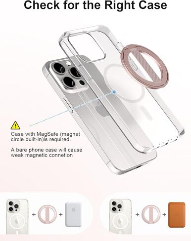 حامل بمقبض هاتف EWA MagOne الجيل الثاني [متوافق مع MagSafe] مع حزام إصبع من السيليكون قابل للاستبدال، وحلقة حامل حلقية مغناطيسية، لهاتف iPhone 16,15,14,13Pro/ Max/Plus-(وردي) in Kuwait
