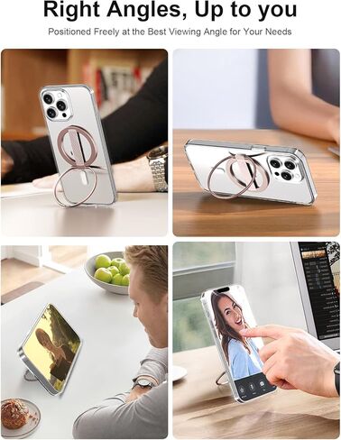حامل بمقبض هاتف EWA MagOne الجيل الثاني [متوافق مع MagSafe] مع حزام إصبع من السيليكون قابل للاستبدال، وحلقة حامل حلقية مغناطيسية، لهاتف iPhone 16,15,14,13Pro/ Max/Plus-(وردي) in Kuwait