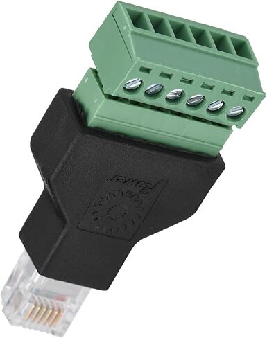 RJ12 Terminal Adapter, 6P6C Male to 6 Pin Screw Terminal Connector, High Impact Fire Retardant Plastic Adapter for Network Cable Wiring & Security System in Kuwait