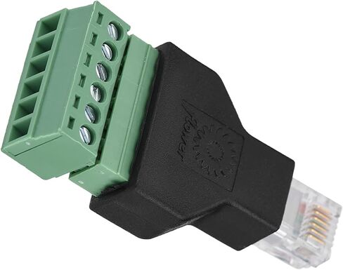 RJ12 Terminal Adapter, 6P6C Male to 6 Pin Screw Terminal Connector, High Impact Fire Retardant Plastic Adapter for Network Cable Wiring & Security System in Kuwait