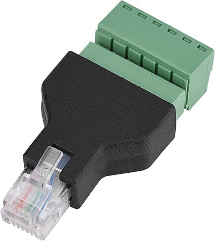 RJ12 Terminal Adapter, 6P6C Male to 6 Pin Screw Terminal Connector, High Impact Fire Retardant Plastic Adapter for Network Cable Wiring & Security System in Kuwait