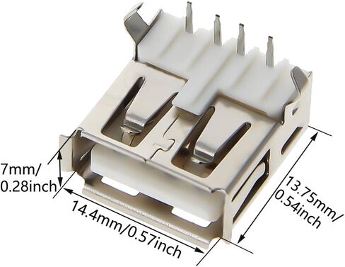 15Pcs PCB USB Connector Type A Female Jack 4 Pin Bend Foot 90 Degree Without Back Cover,WuJuntool in Kuwait