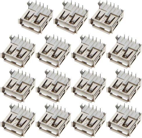 15Pcs PCB USB Connector Type A Female Jack 4 Pin Bend Foot 90 Degree Without Back Cover,WuJuntool in Kuwait