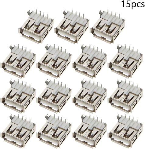 15Pcs PCB USB Connector Type A Female Jack 4 Pin Bend Foot 90 Degree Without Back Cover,WuJuntool in Kuwait